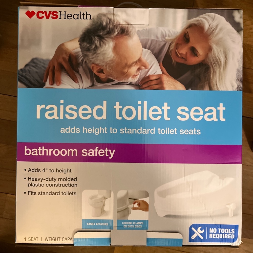 CVS Health Raised toilet seat, new in the box - 4 inch plastic adult toilet seat